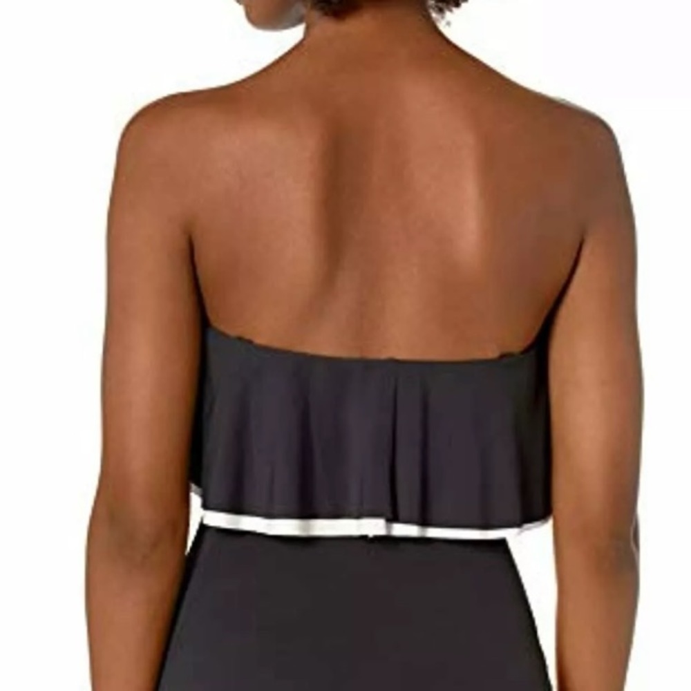 Contours by Coco Reef Women's Agate Ruffle Bandeau One Piece Black Swimsuit - Picture 6 of 12